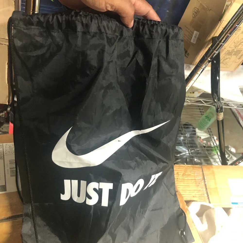 Nike Black Drawstring Gym Sack with White Swoosh & 